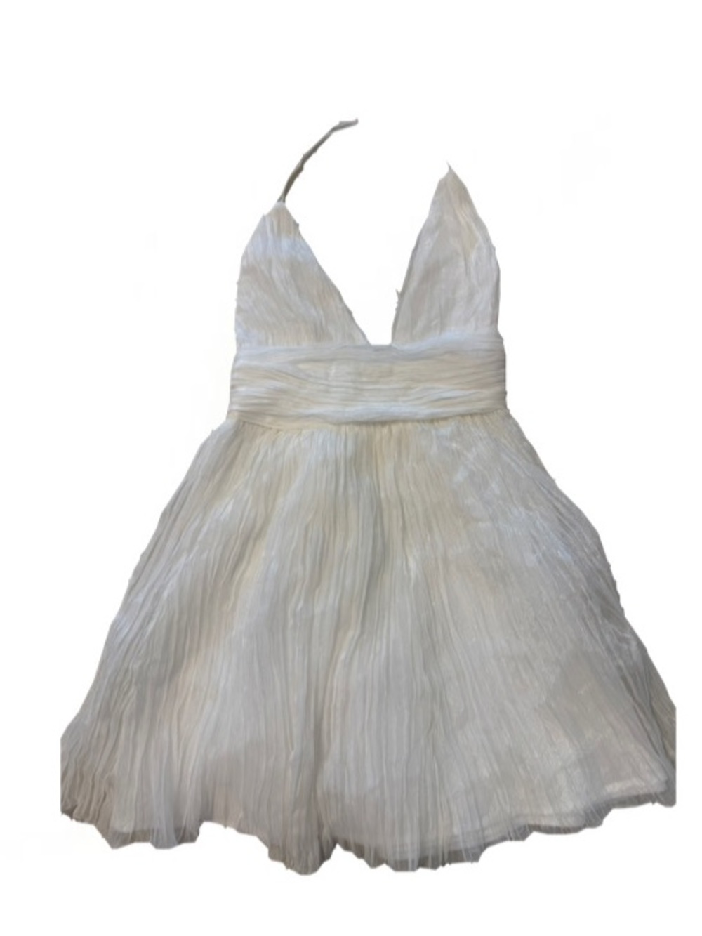 Luxxel White Shimmer Pleated Halter Dress